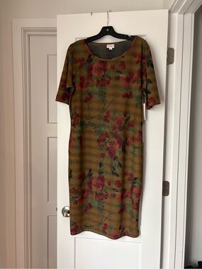 LuLaRoe Floral Scoop Midi Sheath Dress